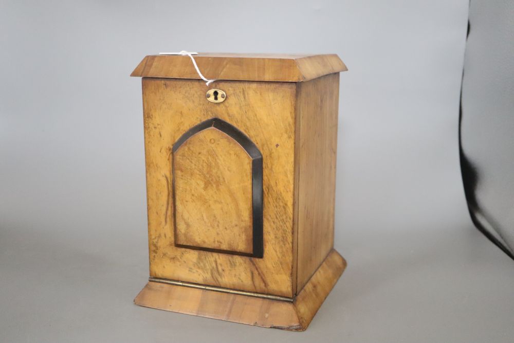 A Victorian olivewood stationery box, height 25cm